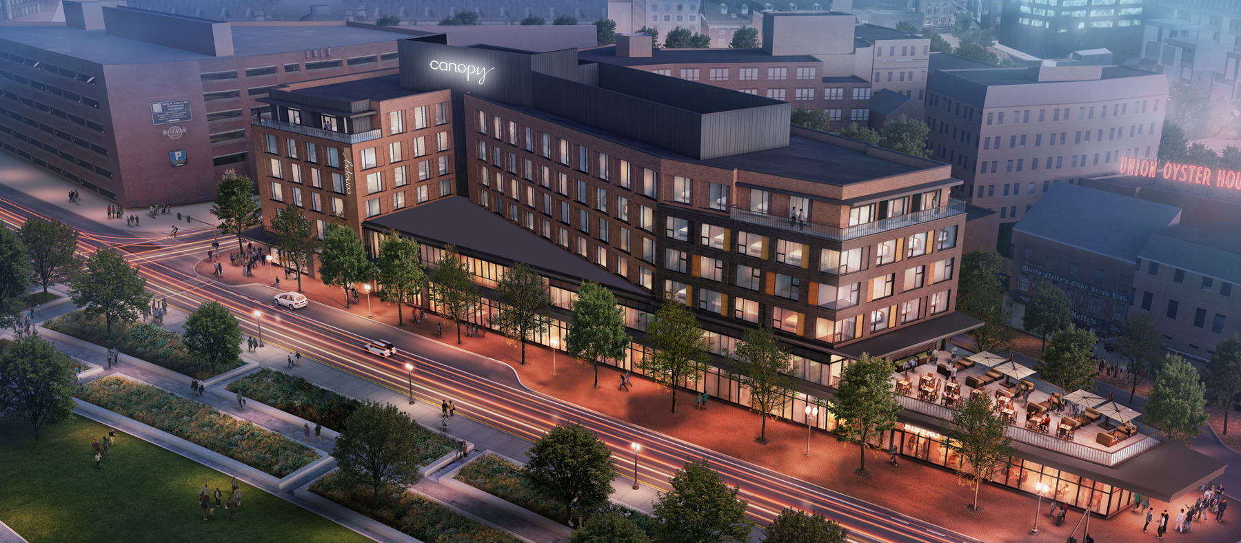 photo rendering of Haymarket Hotel and Retail on Parcel 9 on the Greenway
